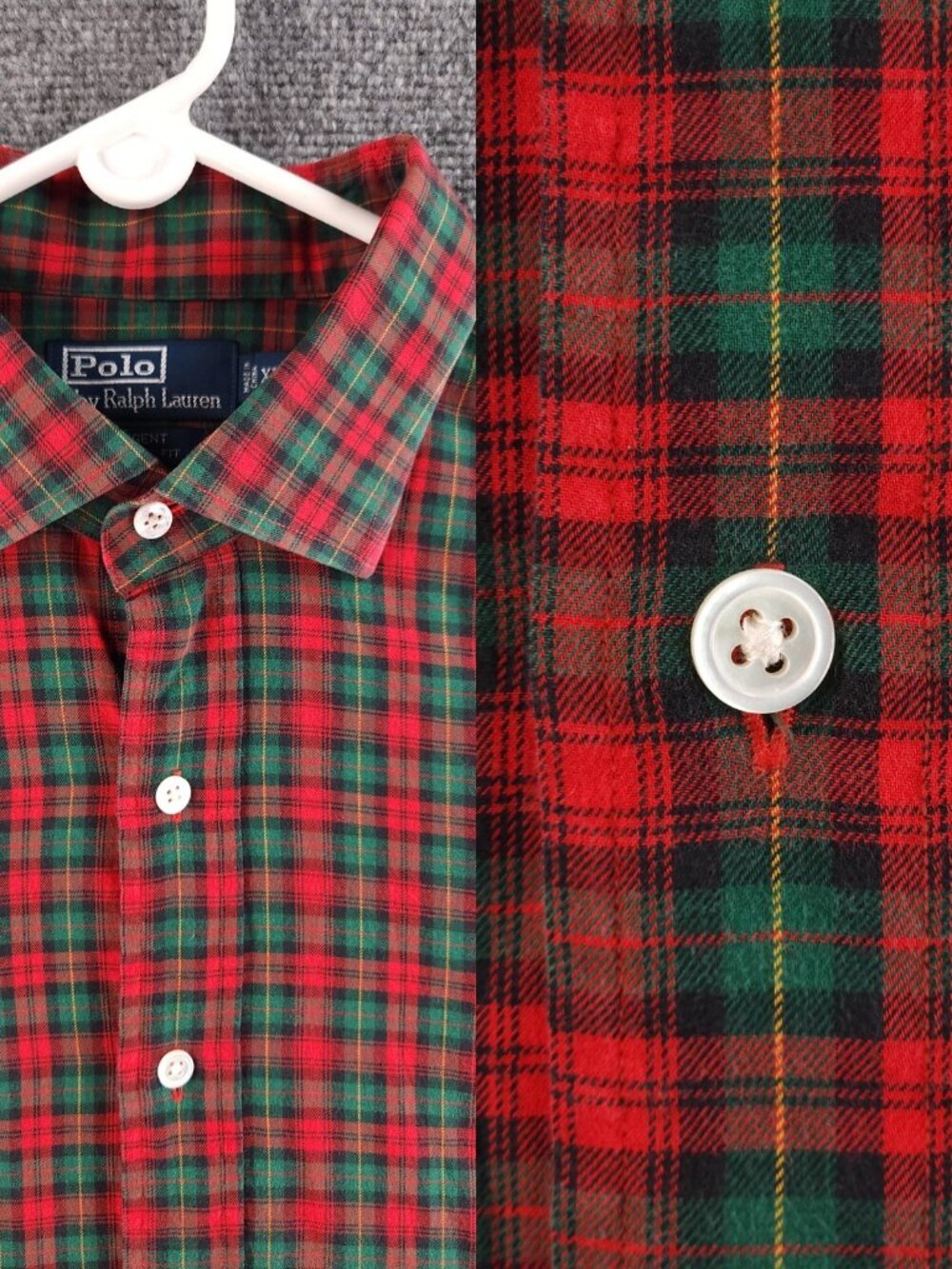 Polo Ralph Lauren Lightweight Flannel Button Up Green Red 2XL Regent Classic